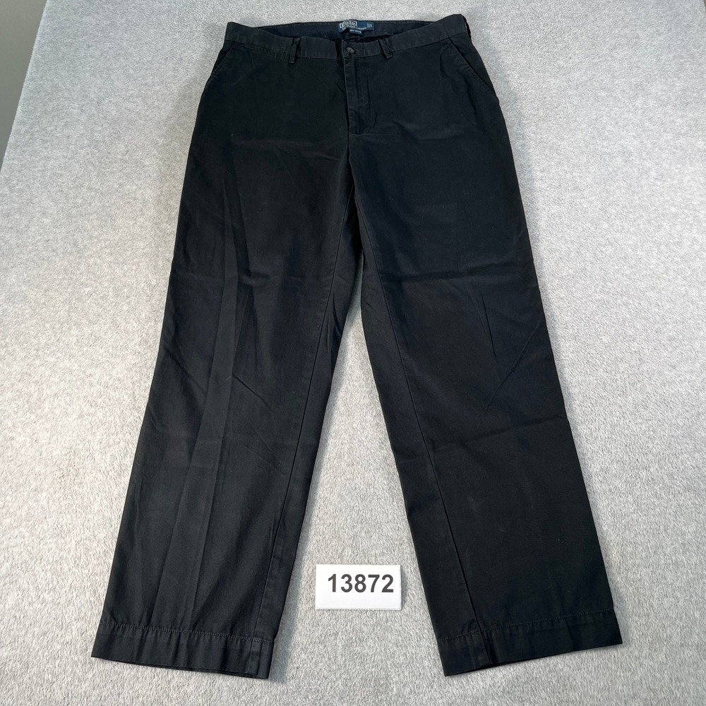 Vintage Polo Ralph Lauren Chino Pants Mens 34/30 Black Cotton Flat Front